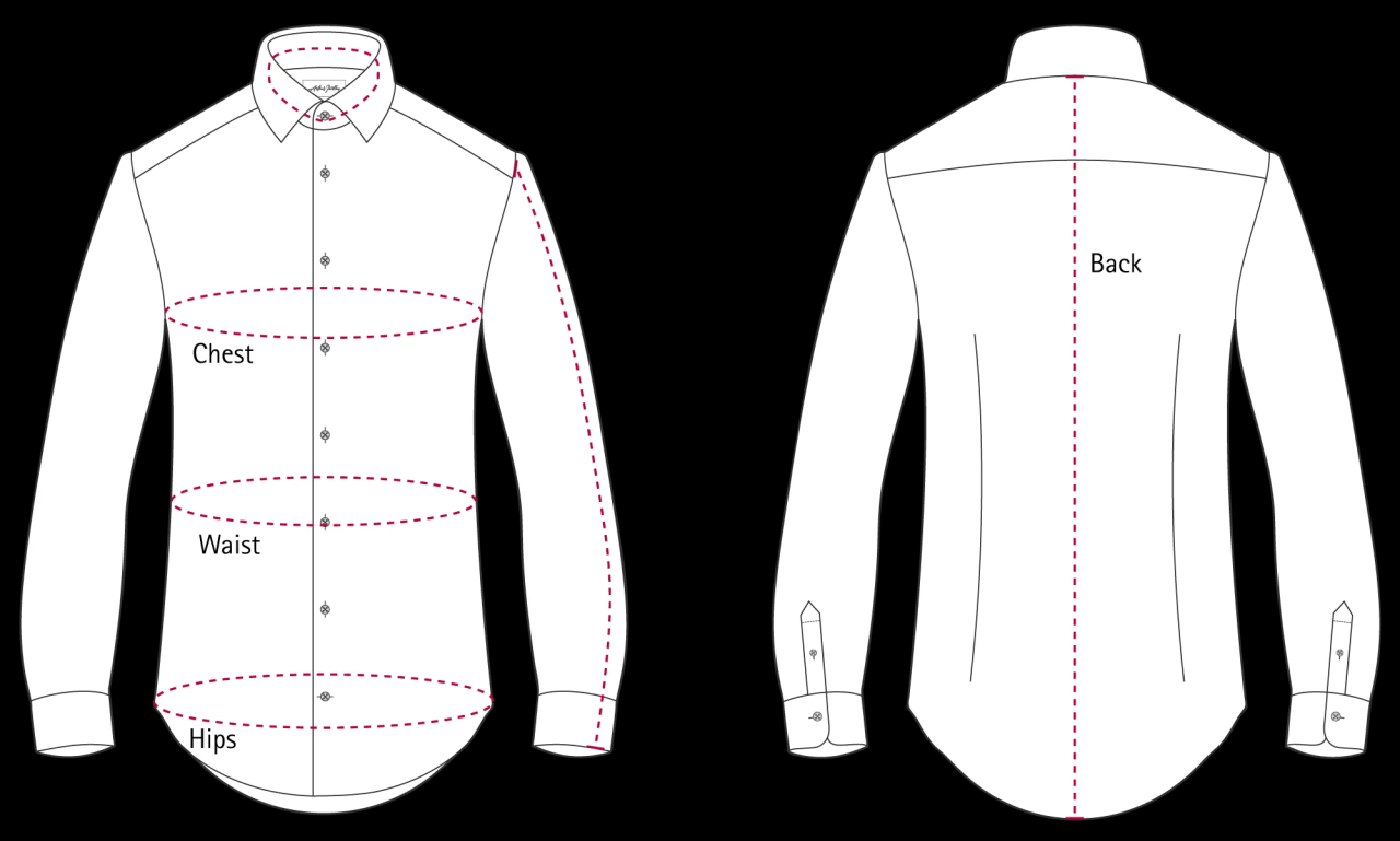 Mens dress shirt measurements